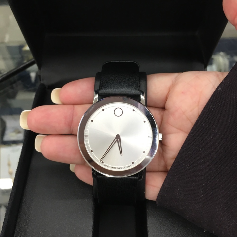 { Movado } Sapphire Mirror Leather Watch - Picture 4 of 6
